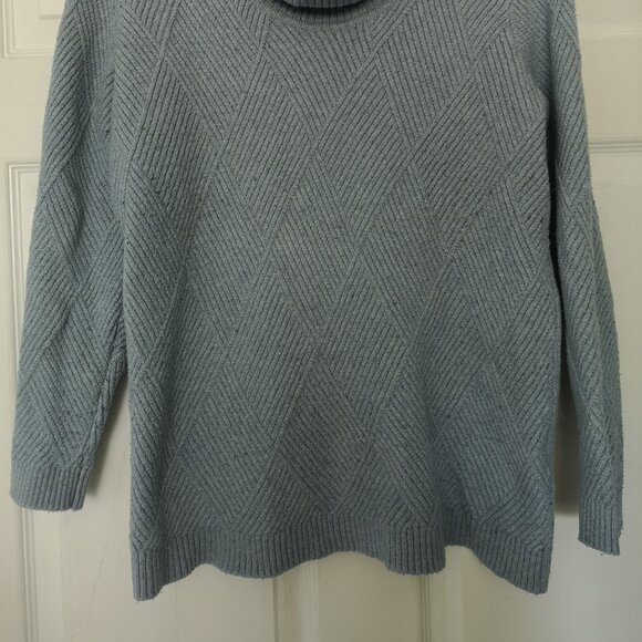 Women Blue Calvin Klein Cotton Turtleneck Knit Sweater L - Picture 6 of 10